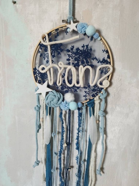 Dream catcher with name in embroidery hoop, personalized gift