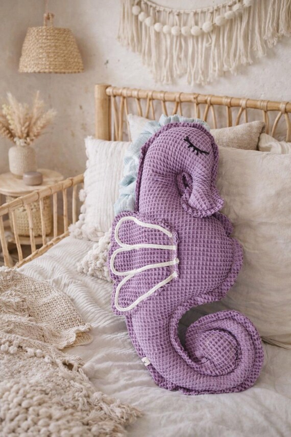 Seahorse pillow, cuddly pillow, decorative pillow