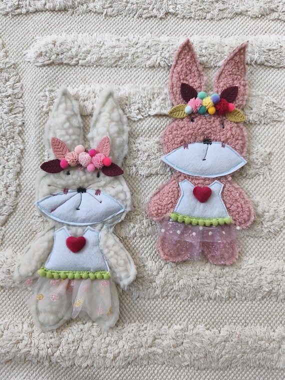 Rabbit applique for school cone or pillow to sew/glue on yourself