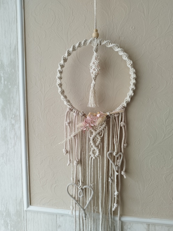 Macrame door wreath with gemstone, modern spirituality for your home
