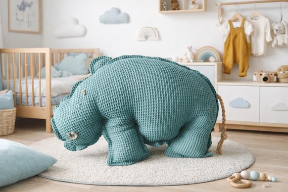 Hippo plush pillow
