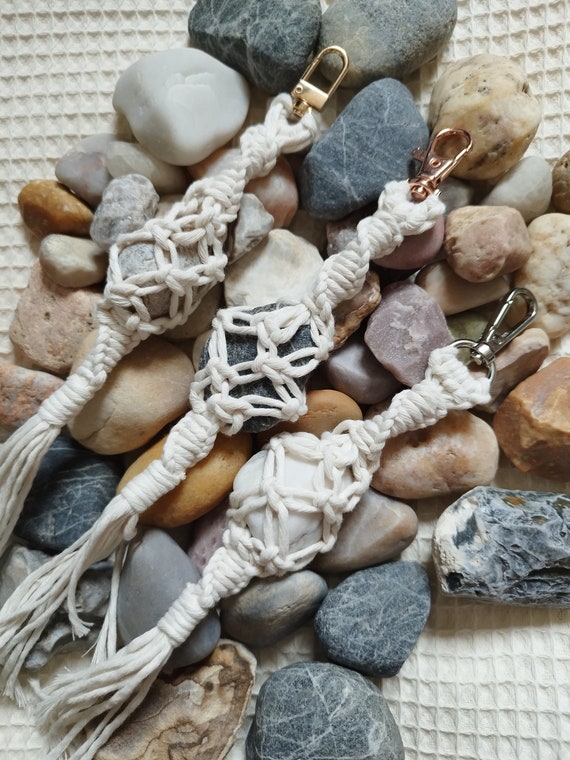Stone macrame keychain, choose your North Sea stone.