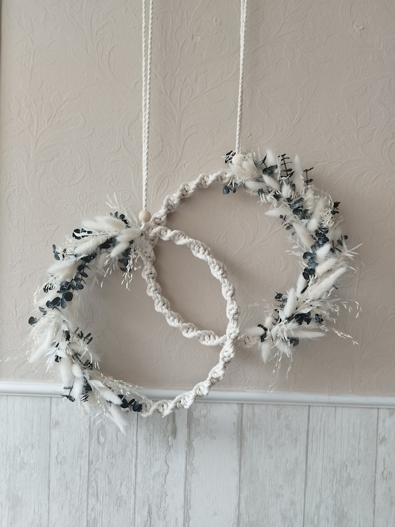 Macrame wreath with dried flowers