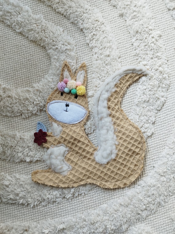 Squirrel applique for school cone or pillow to sew on yourself.