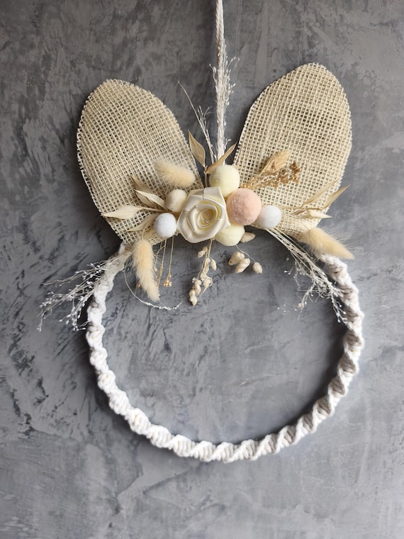 Macrame Easter wreath with dried flowers