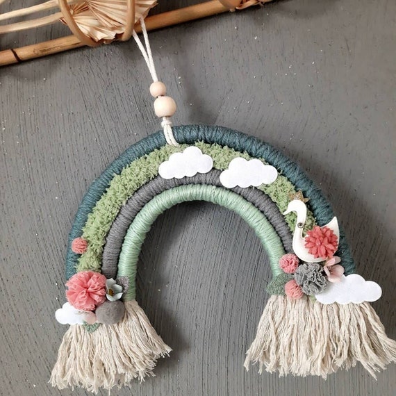 Rainbow wall hanging, with clouds and dragon
