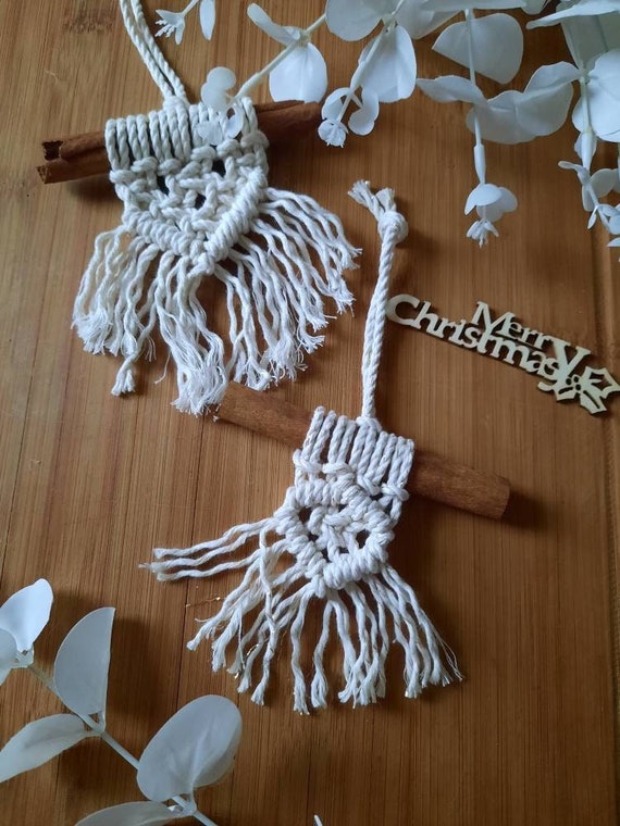set of 2 cinnamon stick macrame