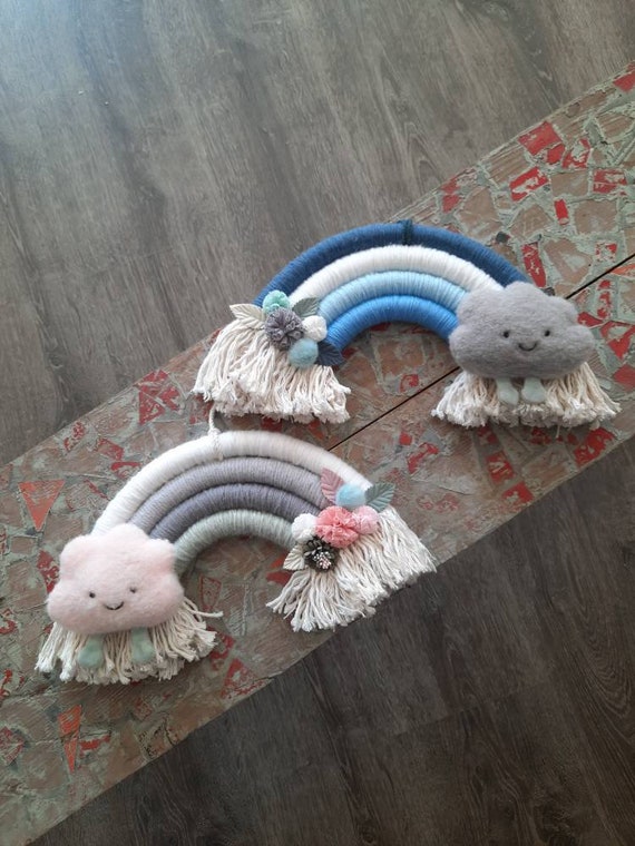Rainbow Cloud Mobile, Wall Hanger, 25 cm Width