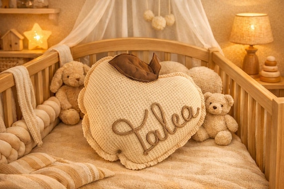 Apple or pear cuddly cushion, decorative cushion