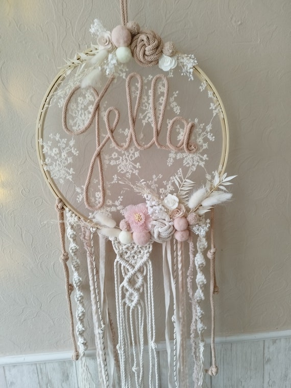 XL dream catcher personalized with name and dried flowers