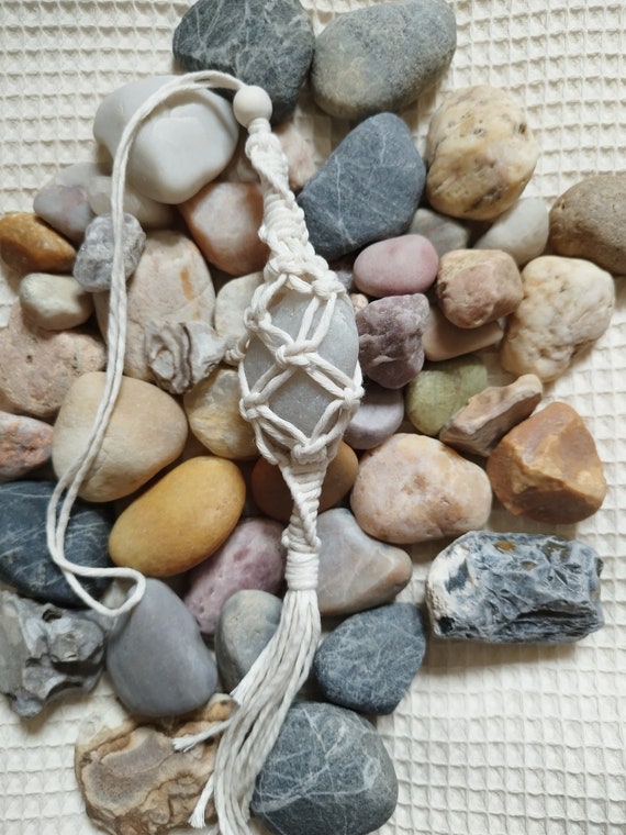 Macrame pendant with North Sea stone, make your own pendant