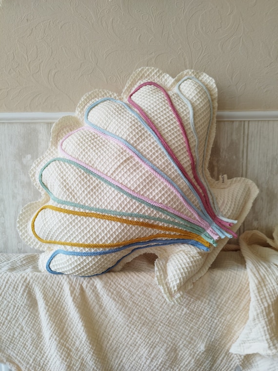 Shell Pillow, Cuddly Pillow, Waffle Fabric, Mermaid