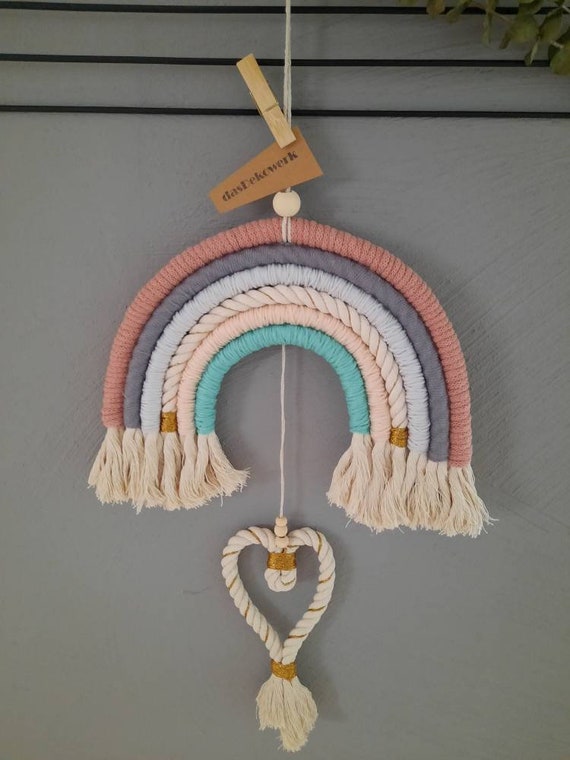 Large Macrame Rainbow with Heart