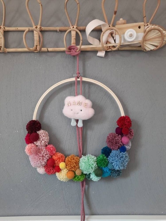 Rainbow hoop, door wreath, wall hanging