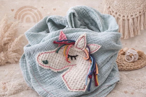 Triangle scarf, neckerchief for children with unicorn