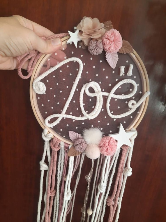 Dream catcher with lace and name