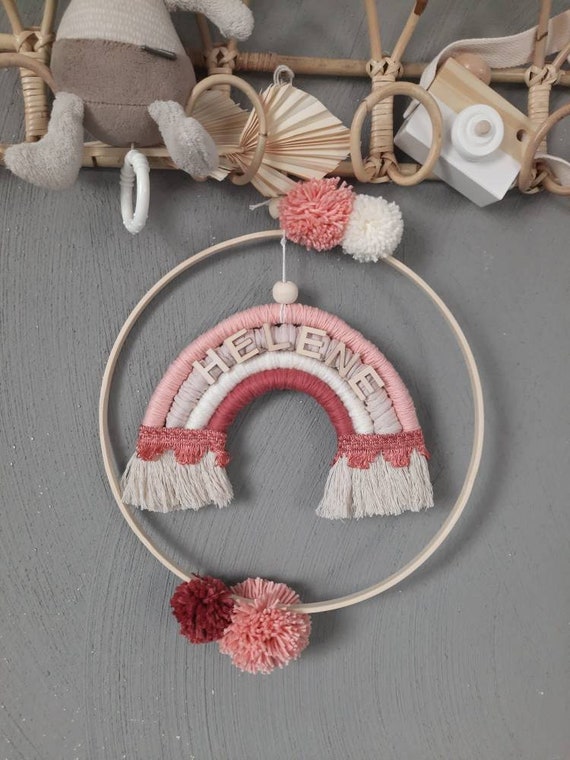 Rainbow Mobile in Embroidery Frame 30 cm Diameter