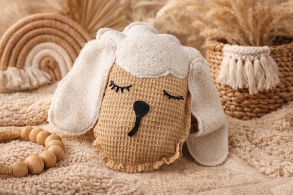 Lamb, sheep pillow, cuddly pillow, decorative pillow