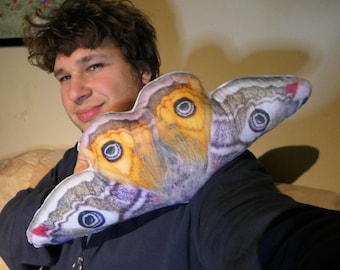 Moth Pillow: Small Emperor Moth (Saturnia pavonia) soft pillow by Bart Coppens! Super cute collectible item.