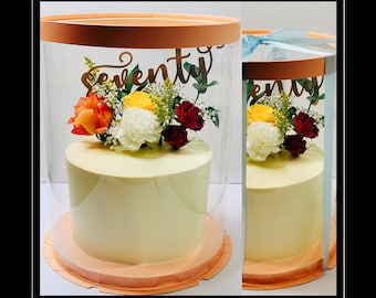 2 set di grandi scatole per torte rotonde bianche trasparenti alte - 12 D x 13,5 H - Scatole per torte trasparenti per torte a più piani - Scatola regalo trasparente per