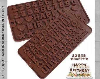 Small Alphabet Letters and Numbers Silicone Mold Set, Happy Birthday Letters Mold for Cake Decoration, Chocolate, sugar crafts, Clay, Resin