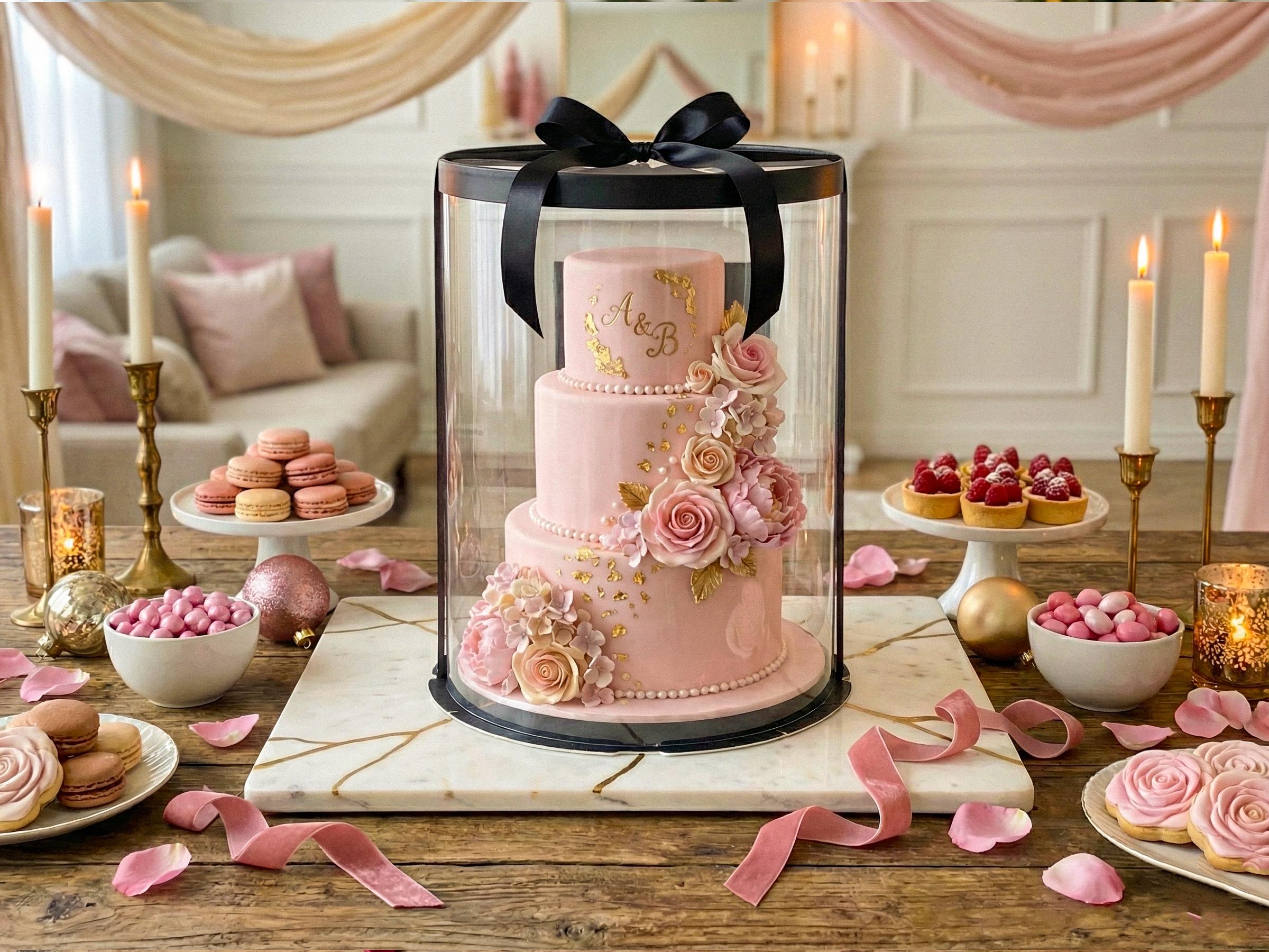 CYQACLSF Boîte à Gâteau avec Couvercle, Boîte à Gâteau Rond, Boîte à