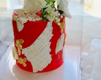 Tall Clear Cake Box with Window & Ribbon | Best Wishes Gift Cake Box for Birthday, Baby Shower, Wedding | 13"Lx13"Wx14"H