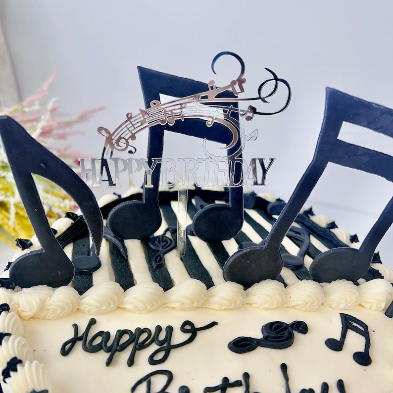 Music Note Cake Topper, Piano Musician, Singer, Band Party, Music Notes Cake Decoration image 4