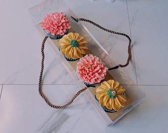 2 Sets Clear Cupcake Boxes with Handle and 4-Hole Insert, Clear Cupcake Box with Insert and handle, Clear Muffin & Cupcake Containers