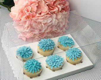 5 Sets Clear Cupcake Boxes with 6 Holes - Half Dozen Clear Cupcake Box with White Cardboard Insert - Clear Muffin | Cocoa Bomb Containers
