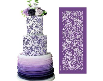 Multi-layer Painted Roses Cake Stencil by Designer Stencils C948 Multi-layer Painted Roses Cake Stencil by Designer Stencils C948