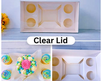 Surflyee Lot de 50 Boîtes de Gâteaux, Boîtes à Biscuits de Noël avec Fenêtre Transparente pour Cupcakes, Donut, Mini Gâteau, Dessert, Bonbon, Convient pour la Pâtisserie, Fête, Pique-nique(Blanc