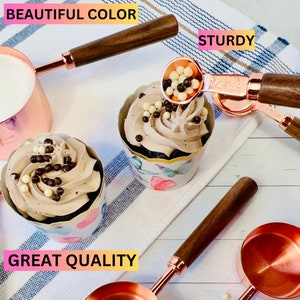 ROSE Gold Measuring Cups and Spoons Set 8 Pcs, Golden Stainless Steel ...