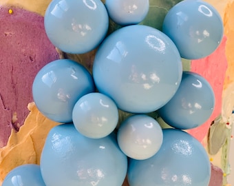 5 PCs Blue Ball Cake Topper - Mini Balloons Cupcake Topper - Blue Pearl Balls With Stick - Cake Topper Balls
