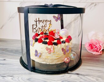 Tall Round Clear Cake Boxes - 12" D x 10" Tall - Cake Box for 8", 10" Cakes -Gift boxes, Transparent Boxes
