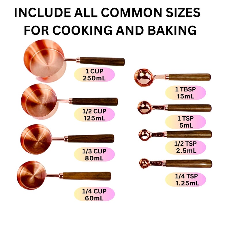 ROSE Gold Measuring Cups and Spoons Set 8 Pcs, Golden Stainless Steel ...