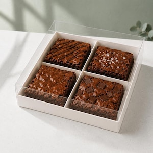 Brownie Box Cookie Box Sweet Box Cupcake Box Bakery Boxes, Custom Gift Box Wedding Favor Box, Dessert Box With 4 Compartments Set of 2