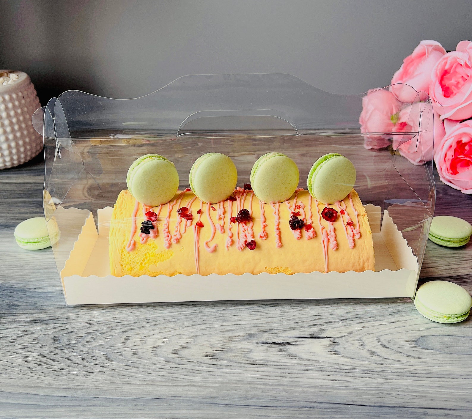 Clear Cake Roll Boxes With Handle 10 Sets Swiss Roll Cake Etsy