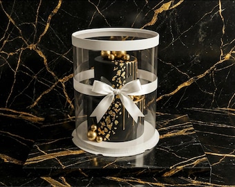 Tall Clear Round Cake Box- Single 8.5” x 11.75" Cake Display Box for Gifts, Birthday, Anniversary and specical Cakes