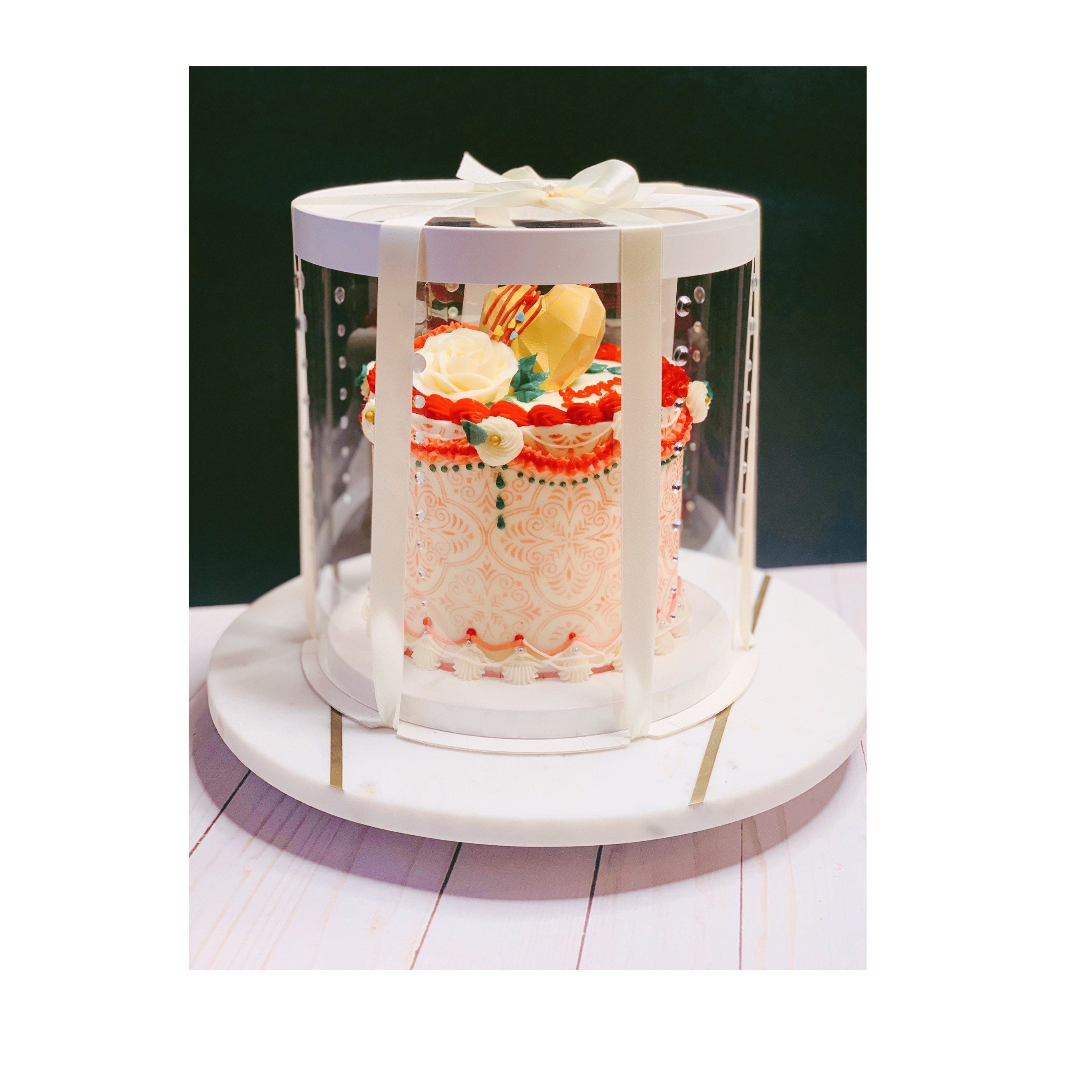 5 Sets Round Clear Cake Boxes 8.5 D by 9 Tall Transparent Clear