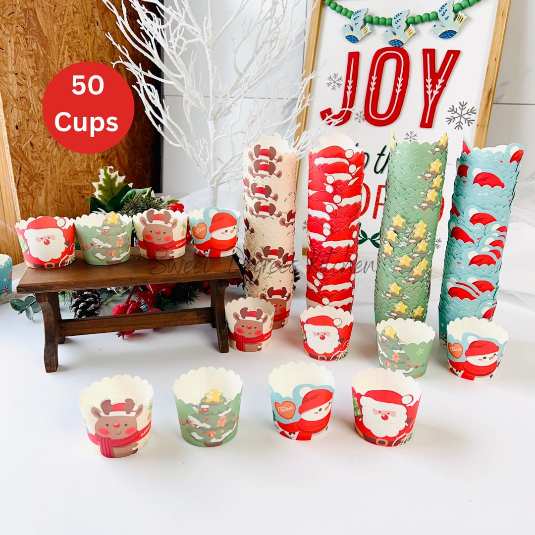 Christmas Cupcake Liners 50 Pcs, Greaseproof Standard Size Cupcake Cups