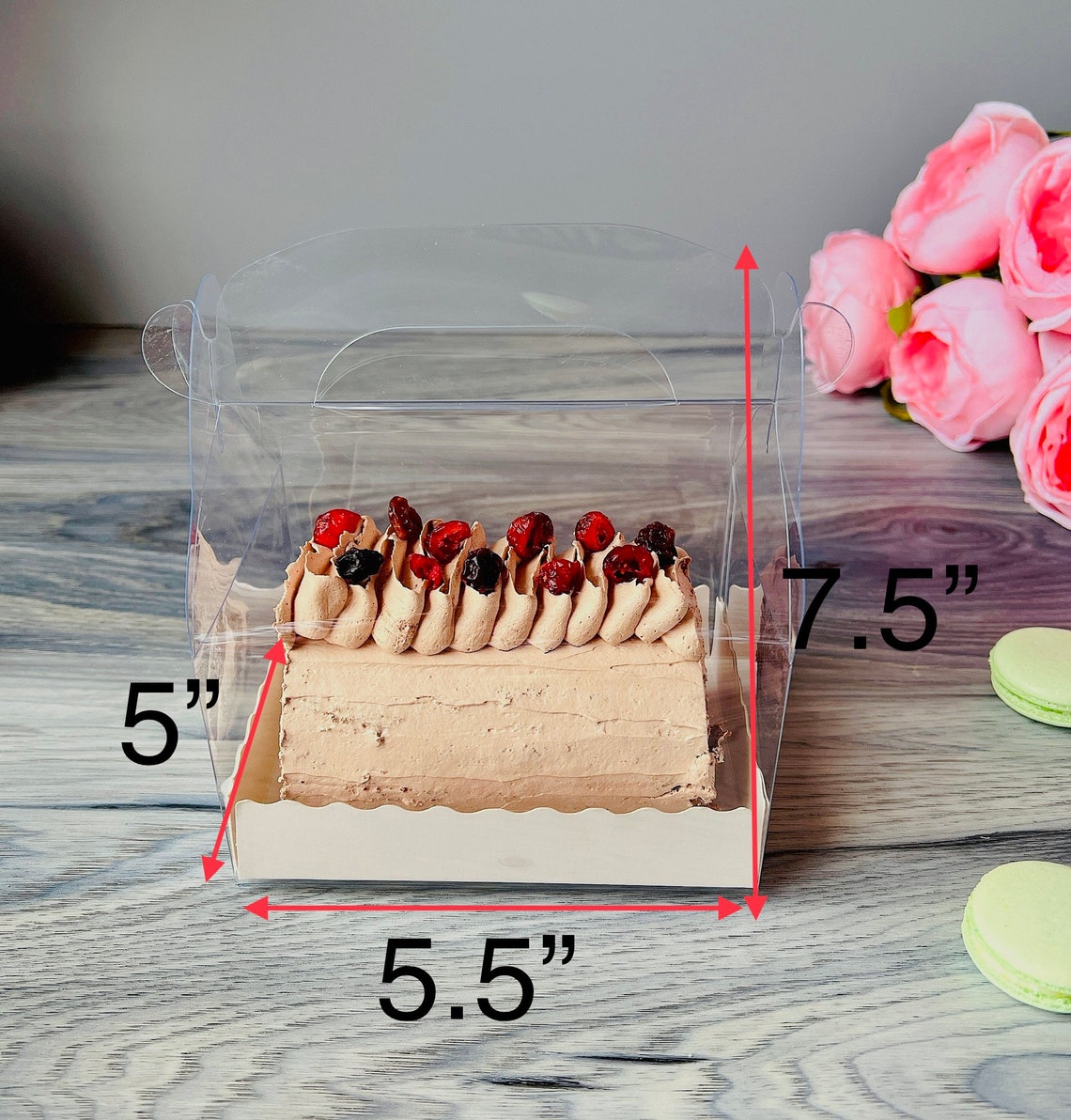 Clear Cake Roll Boxes With Handle 10 Sets Swiss Roll Cake Etsy