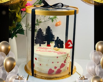 Grande boîte à gâteau transparente blanche avec ruban 11,75 D x 10 de haut  Boîtes à gâteau rondes transparentes Boîte cadeau transparente pour  anniversaire, mariage, vacances -  France