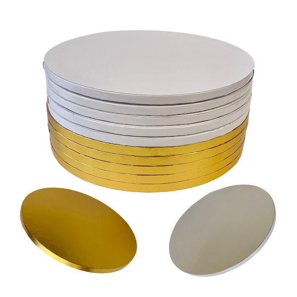 Thick Cake Boards Cake Drums - Pack of 5, 12 Inch White Cake Drum / Gold Cake Drum Round