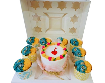 Cake Cupcake Box with Clear Lid: Bento Style Box with Cupcake Holders, Pack of 10