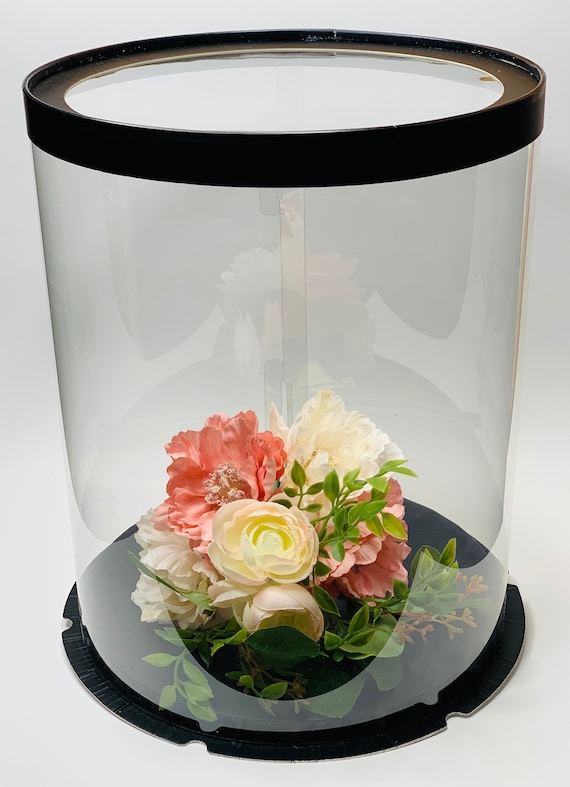 4 Scatole Trasparenti Per Torte 25,4x25,4x25,4 Cm - Confezioni Regalo In Plastica Con Base Bianca - Per Matrimoni E Compleanni - 2