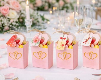 Wedding Candy Favor Boxes | Pink Heart Treat Boxes for Wedding Guests | Bridal Shower Candy Boxes | Party Favor Gift Boxes | 50 Pack