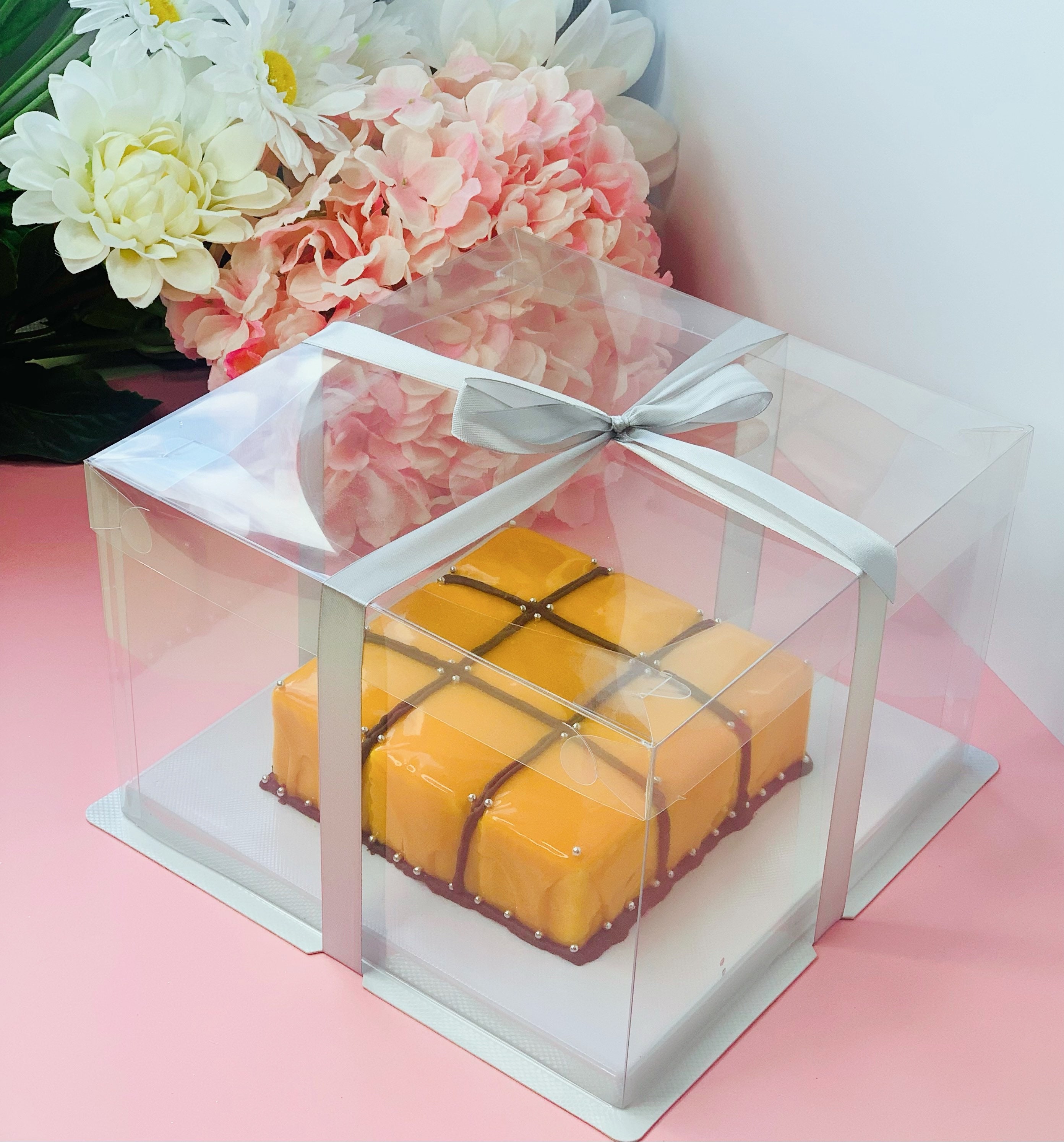 10 Sets White Square Clear Cake Boxes 10.5 X Etsy