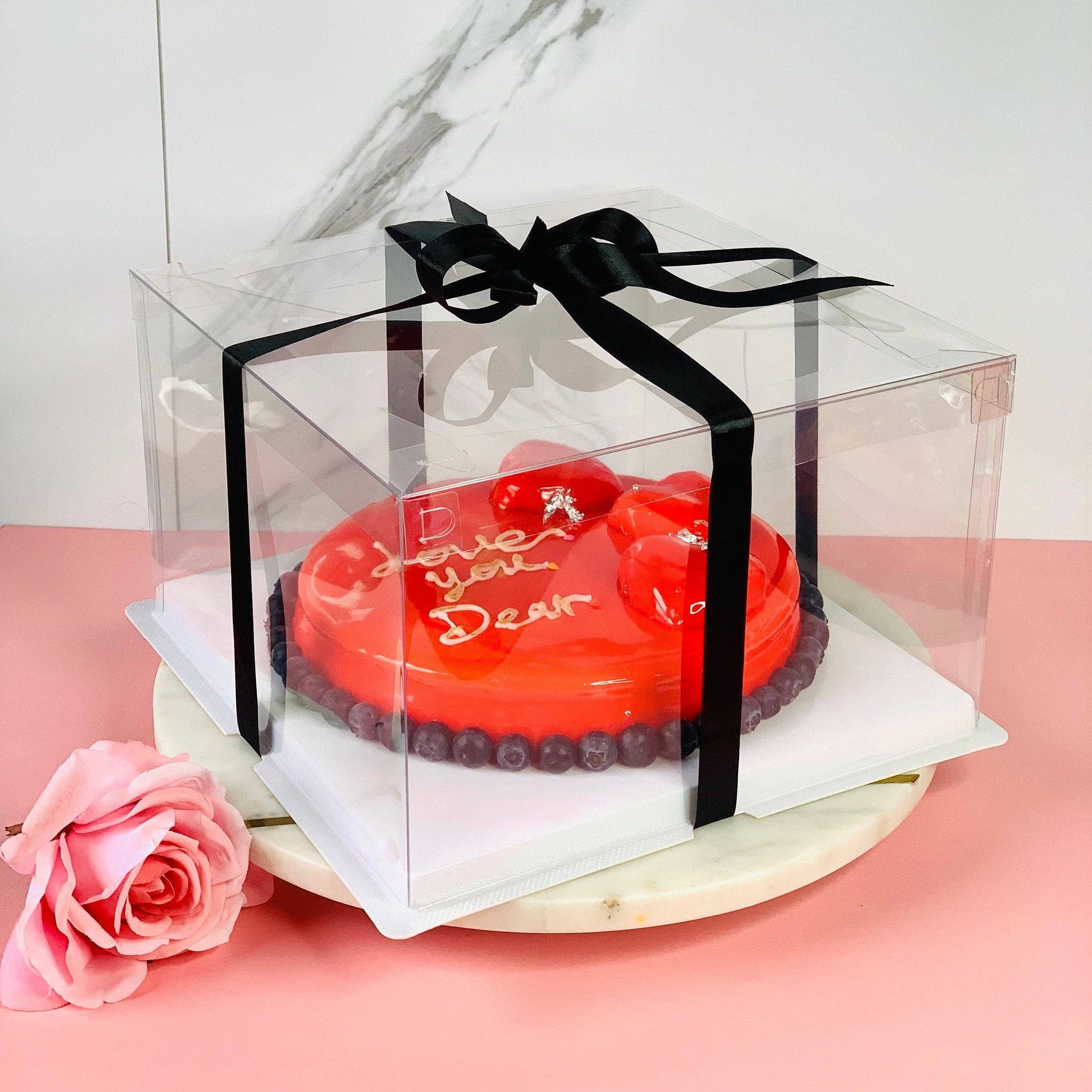 Operitacx Clear Cake Carrier Square Gift Boxes Plastic Clear Cake Box  Birthday Gift Packaging Boxes Display Cake Dessert Box with Lids Wedding