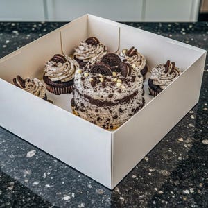 5 Sets Kuchen und Cupcakes Combo Bento Boxes mit durchsichtigem Deckel und Cupcake-Einlagen, Kuchen und Cupcake Geschenkboxen, Leckereien Bento Box